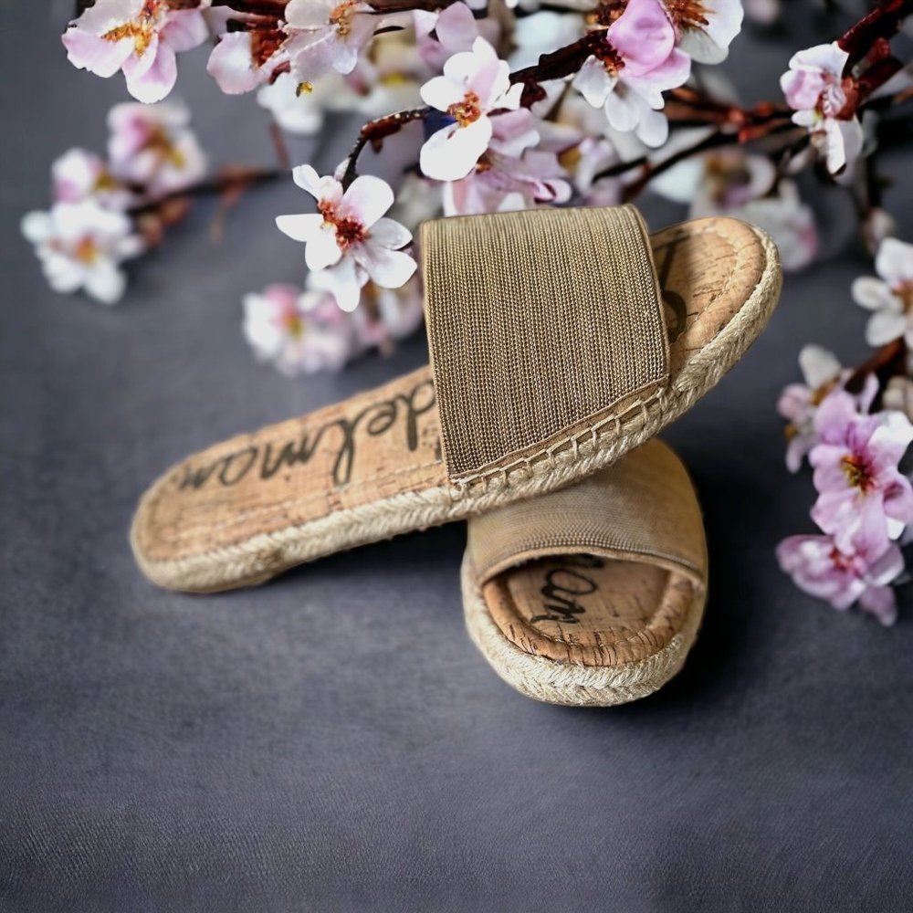 Sam Edelman Aluna Metallic Gold Slides 7.5M